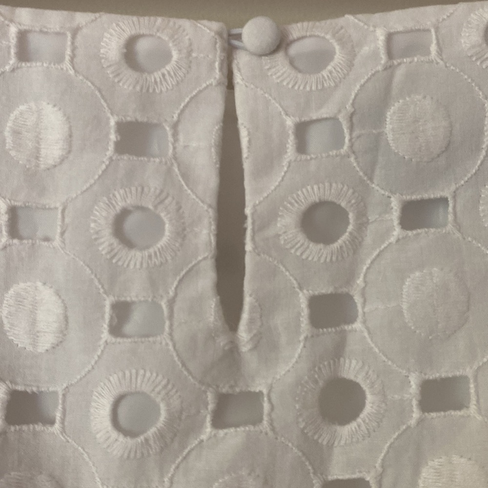 Jones New York Cotton White Embroidered Lace Straight Delicate Dainty Dress - Picture 8 of 13